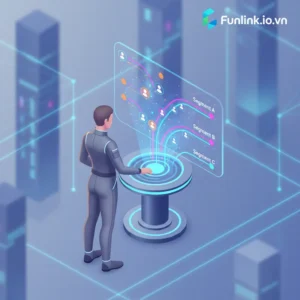 Chuyên gia marketing đang phân khúc danh sách email trên màn hình máy tính, minh họa chiến lược tối ưu hóa.