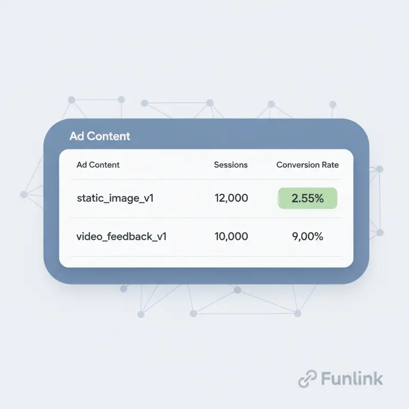 Báo cáo Google Analytics cho thấy kết quả phân tích quảng cáo với utm_content.