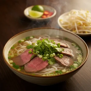 Tô phở bò nóng hổi, thơm lừng chuẩn vị Bắc nấu tại nhà.