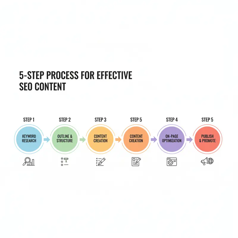 Sơ đồ quy trình 5 bước viết content SEO hiệu quả