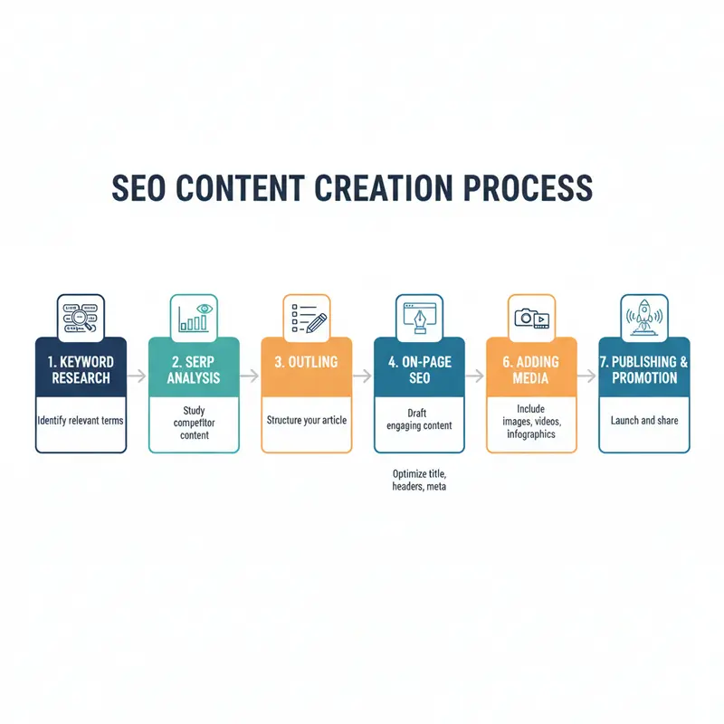 Sơ đồ quy trình 7 bước viết content SEO tổng quan