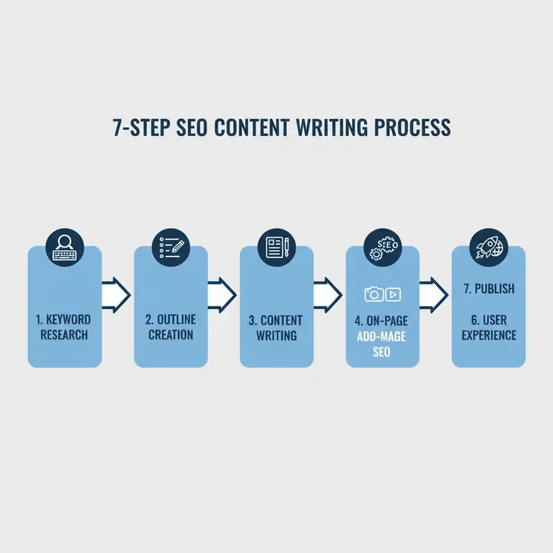 Sơ đồ quy trình 7 bước viết content chuẩn SEO hiệu quả