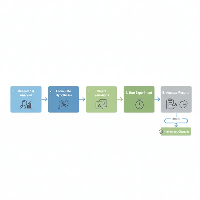 Sơ đồ quy trình 5 bước thực hiện A/B testing