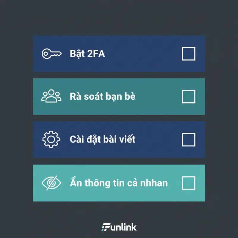 Checklist các bước bảo vệ quyền riêng tư trên mạng xã hội dành cho người mới bắt đầu.