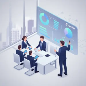 Minh họa khái niệm Ra quyết định dựa trên dữ liệu với dashboard và biểu đồ phân tích.