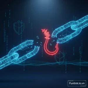 Cảnh báo rủi ro bảo mật từ link rút gọn với biểu tượng ổ khóa vỡ và mã nhị phân.