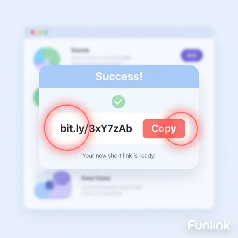 Cửa sổ pop-up hiển thị link sau khi rút gọn link bằng Bitly thành công.