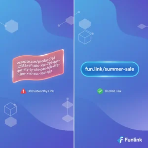 Rút gọn link quảng cáo - so sánh một link gốc dài và một link rút gọn ngắn gọn trên bài đăng mạng xã hội.