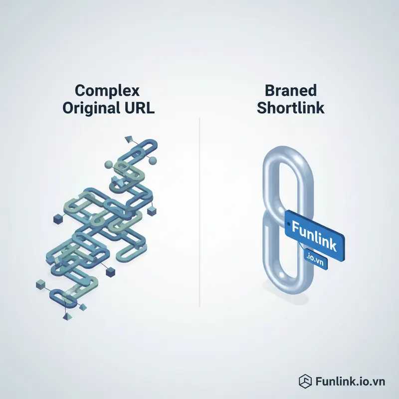 So sánh link rút gọn và URL gốc, cho thấy shortlink là gì và lợi ích về thẩm mỹ.