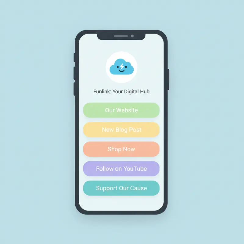 Giao diện trang Link in Bio tạo bằng shortlink trên mạng xã hội, tổng hợp nhiều liên kết quan trọng.