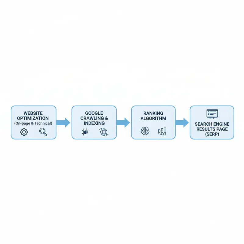 Sơ đồ minh họa cách SEO hoạt động