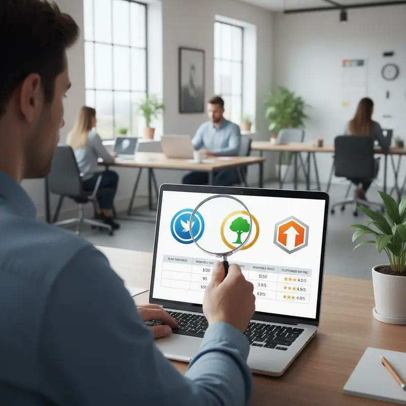 Người dùng đang so sánh, lựa chọn công ty bảo hiểm cháy nổ uy tín trên máy tính.