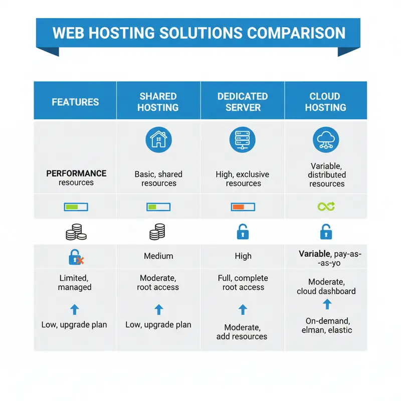 Bảng so sánh các loại hosting phổ biến: Shared, VPS, Dedicated, Cloud