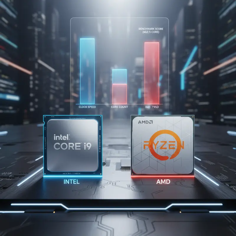 So sánh hiệu năng CPU Intel và AMD trên biểu đồ.