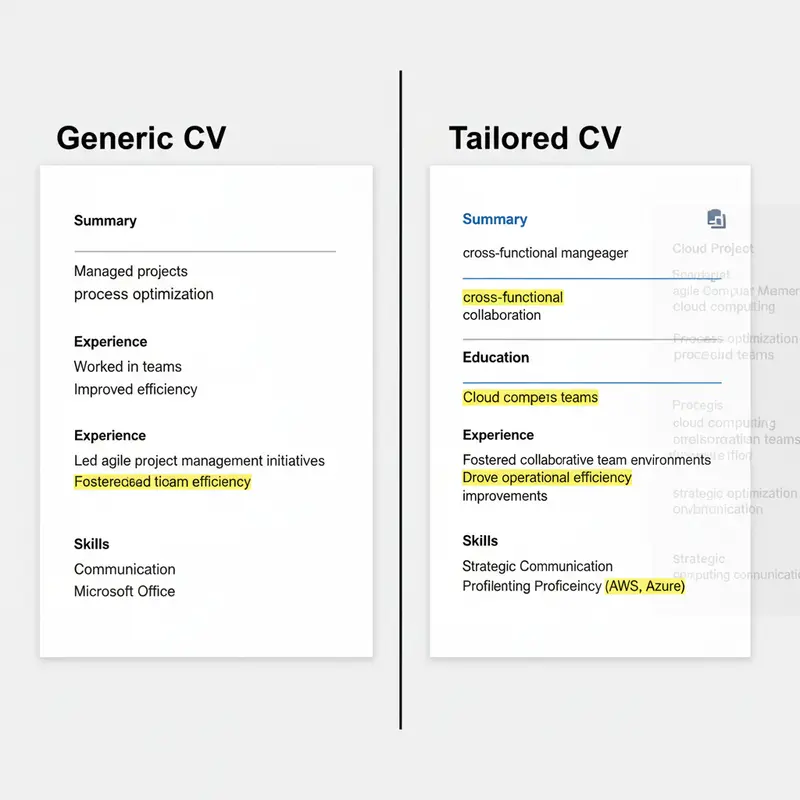 So sánh giữa một CV chung và một CV được tùy chỉnh cho vị trí ứng tuyển