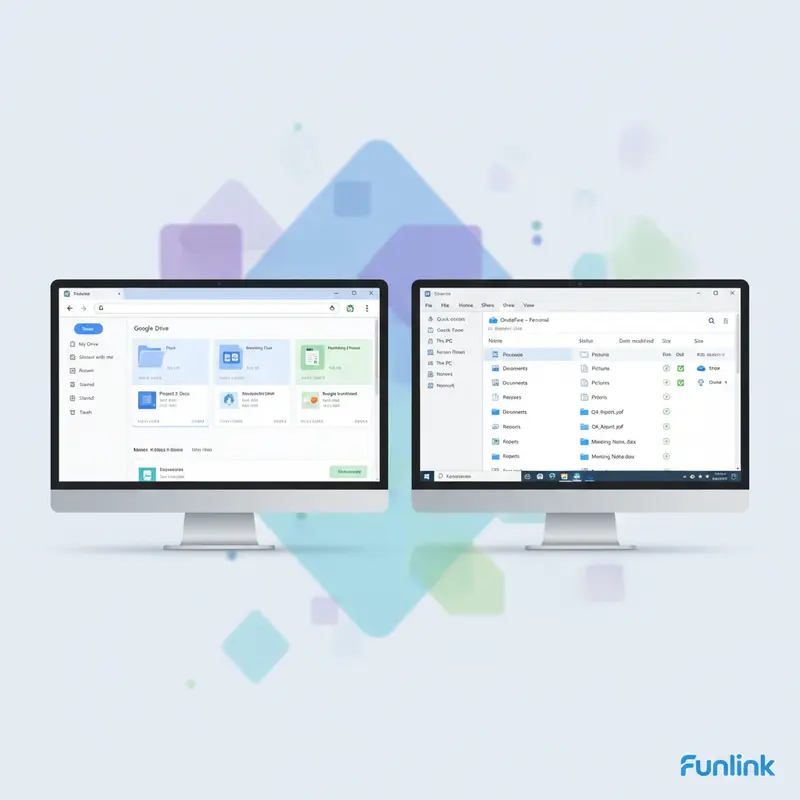 So sánh Google Workspace và Microsoft 365: Giao diện lưu trữ của Google Drive và OneDrive.