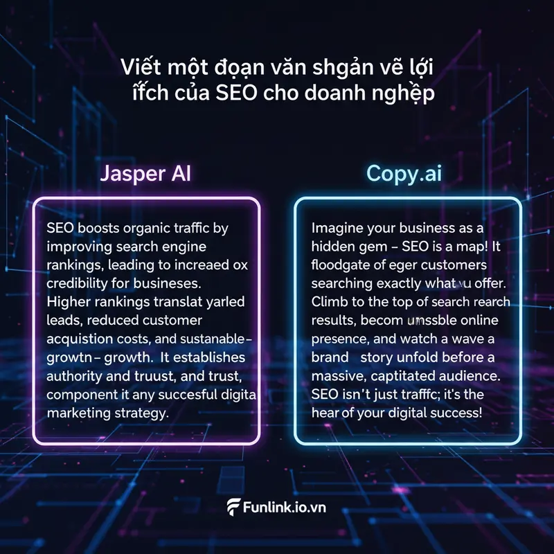 So sánh Jasper AI và Copy.ai qua kết quả viết một đoạn blog về lợi ích của SEO.