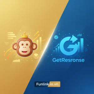 So sánh Mailchimp và GetResponse: logo của hai nền tảng trên nền giao diện công nghệ.