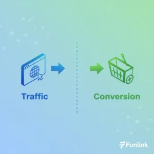 So sánh mục tiêu chiến dịch traffic và conversion Facebook qua hình ảnh biểu tượng mũi tên đối lập.