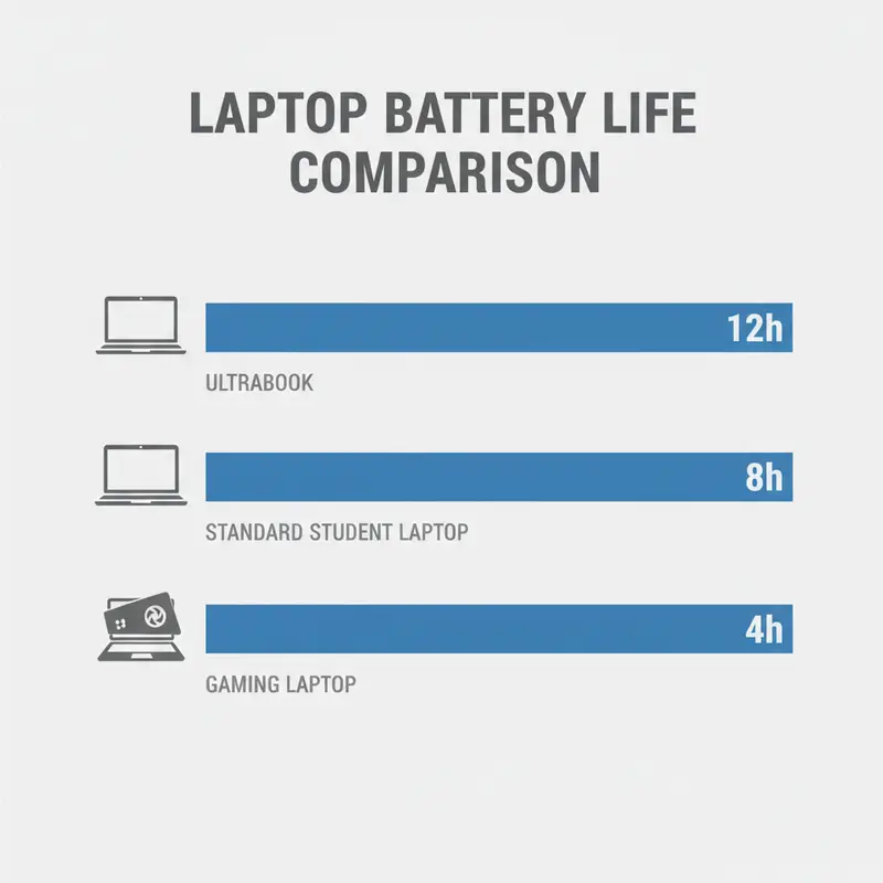 Infographic so sánh thời lượng pin của các mẫu laptop phổ biến cho sinh viên