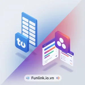So sánh Trello và Asana - logo của hai công cụ trên nền giao diện quản lý dự án.