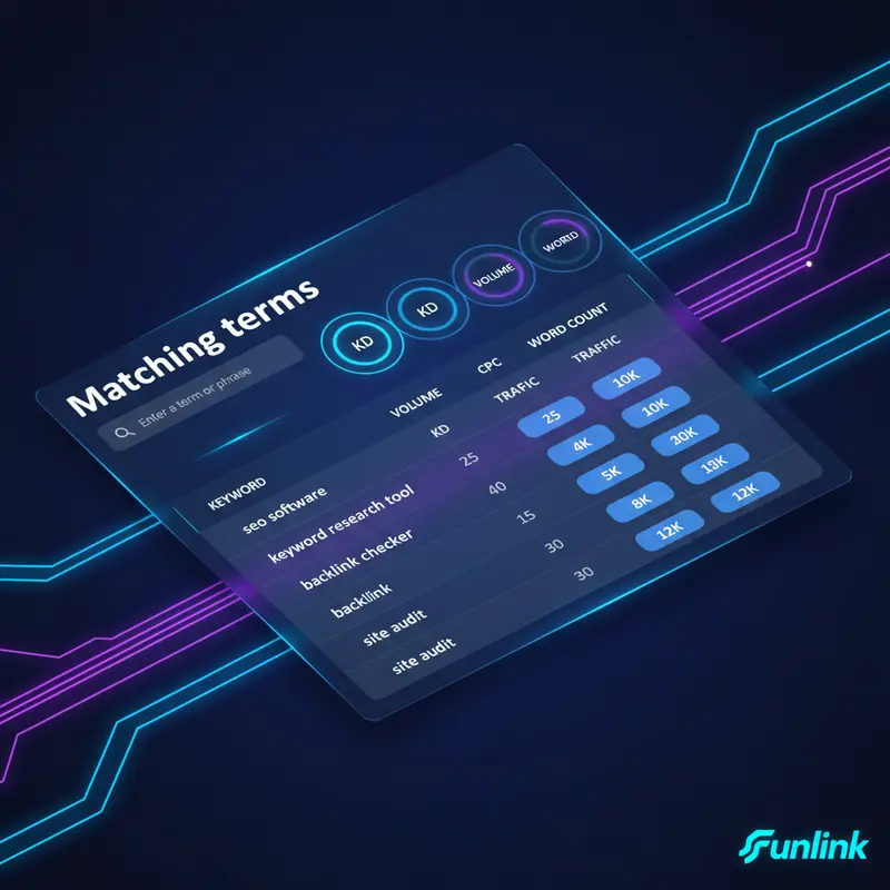 Báo cáo Matching terms trong Ahrefs được sử dụng để tìm biến thể từ khóa.