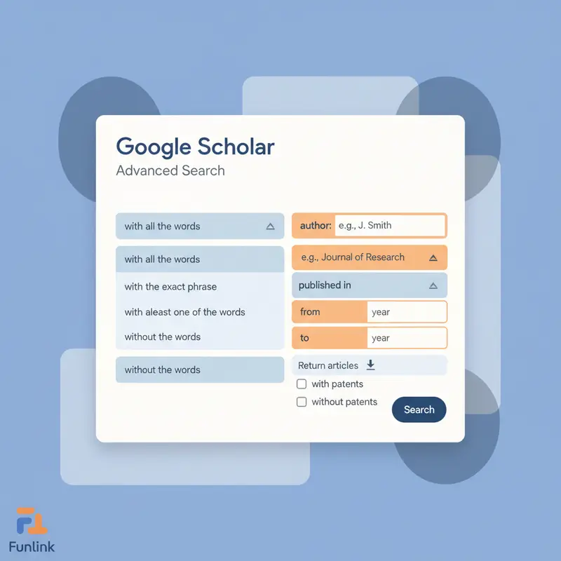 Form Tìm kiếm nâng cao của Google Scholar giúp tìm tài liệu chính xác hơn.