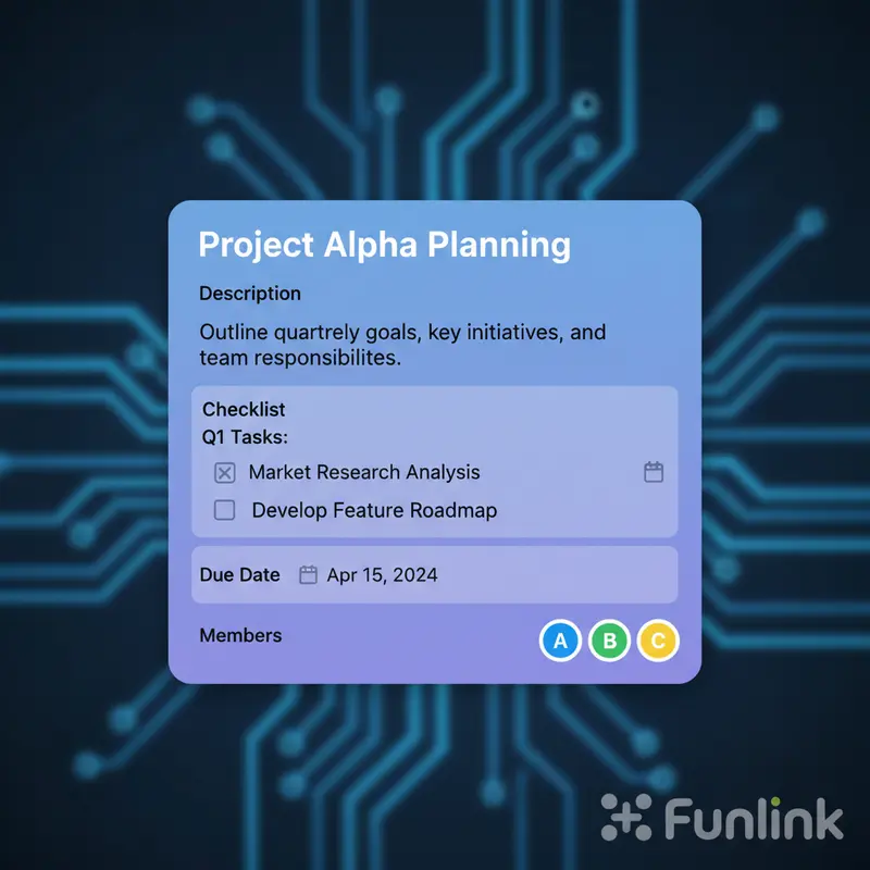 Chi tiết một thẻ Card trong Trello với các tính năng: mô tả, checklist, ngày hết hạn và thành viên được gán.