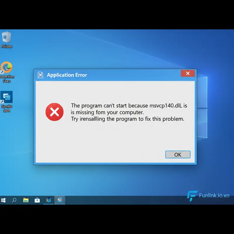 Thông báo lỗi thiếu file DLL 'The program can't start because a .dll file is missing' trên Windows.