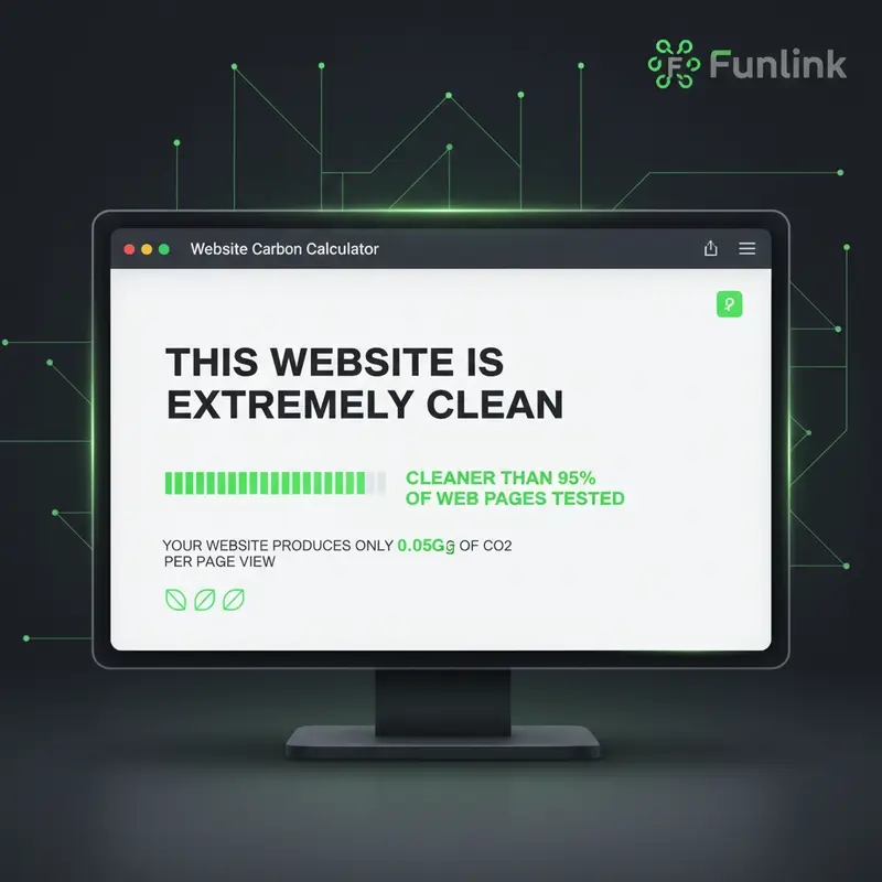 Kết quả phân tích từ Website Carbon Calculator cho thấy một trang sustainable web design có lượng khí thải carbon thấp.