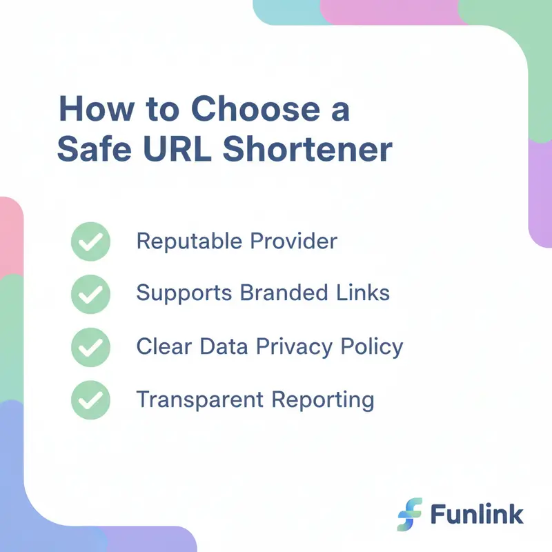 Checklist các tiêu chí chọn dịch vụ rút gọn link an toàn, giảm thiểu tác hại của short link, bao gồm branded link và chính sách bảo mật.