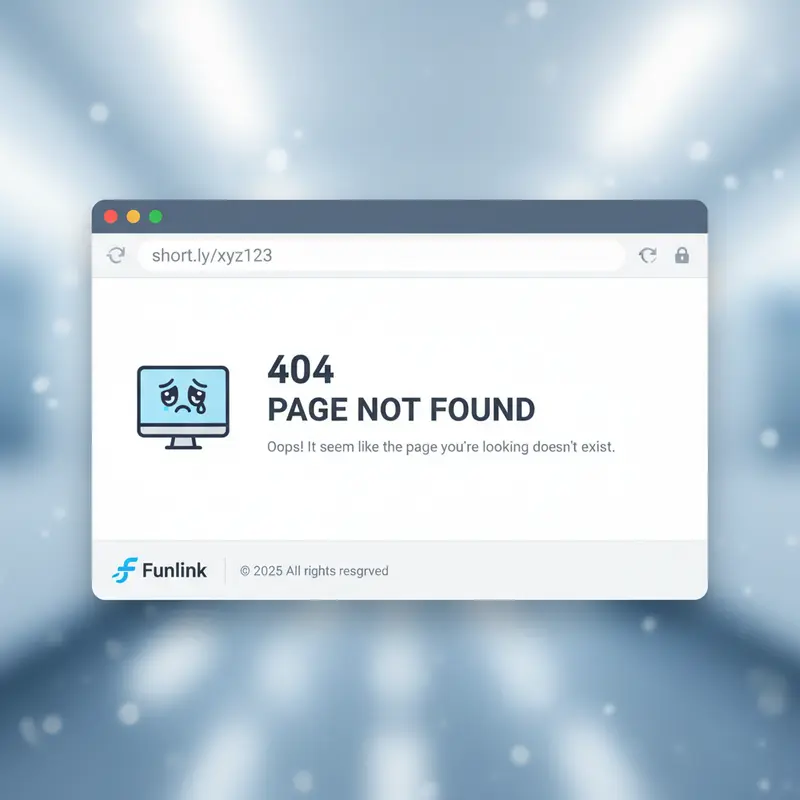 Màn hình hiển thị lỗi 404 Not Found, minh họa tác hại của short link khi bị chết hoặc dịch vụ ngừng hoạt động.