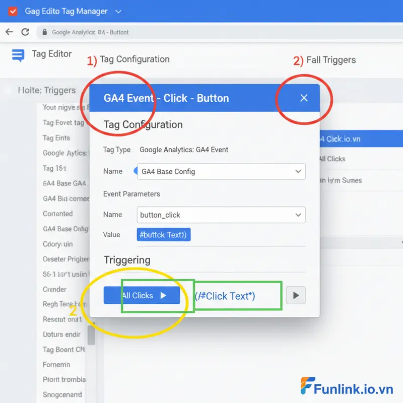 Ví dụ thiết lập Tag, Trigger, Variable trong GTM để tracking một sự kiện GA4.