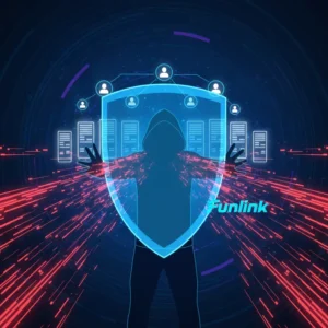 Tấn công phishing vào doanh nghiệp - minh họa hacker tấn công vào hệ thống máy tính được bảo vệ bởi một chiếc khiên.