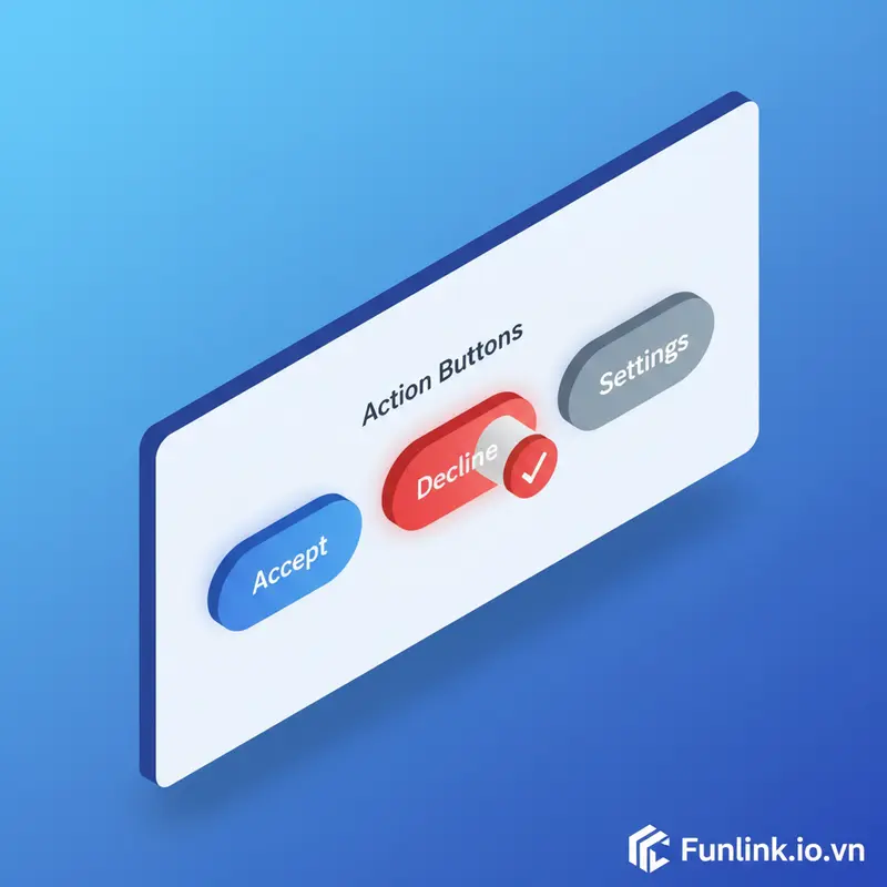 Thiết lập các nút Accept và Decline để tạo cookie banner cho WordPress đúng luật.