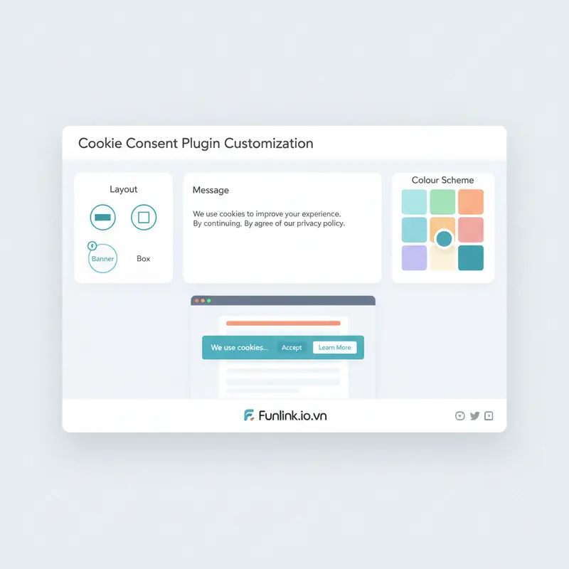 Tùy chỉnh giao diện và thông điệp để tạo cookie banner cho WordPress bằng plugin.
