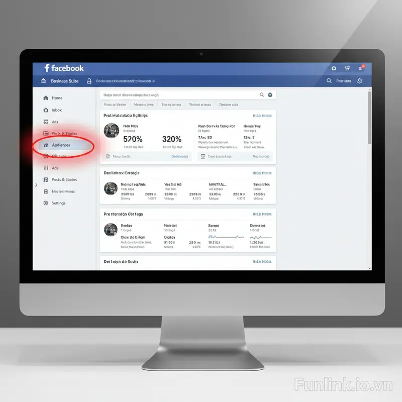 Giao diện Facebook Business Suite để bắt đầu tạo custom audience từ mục Đối tượng.