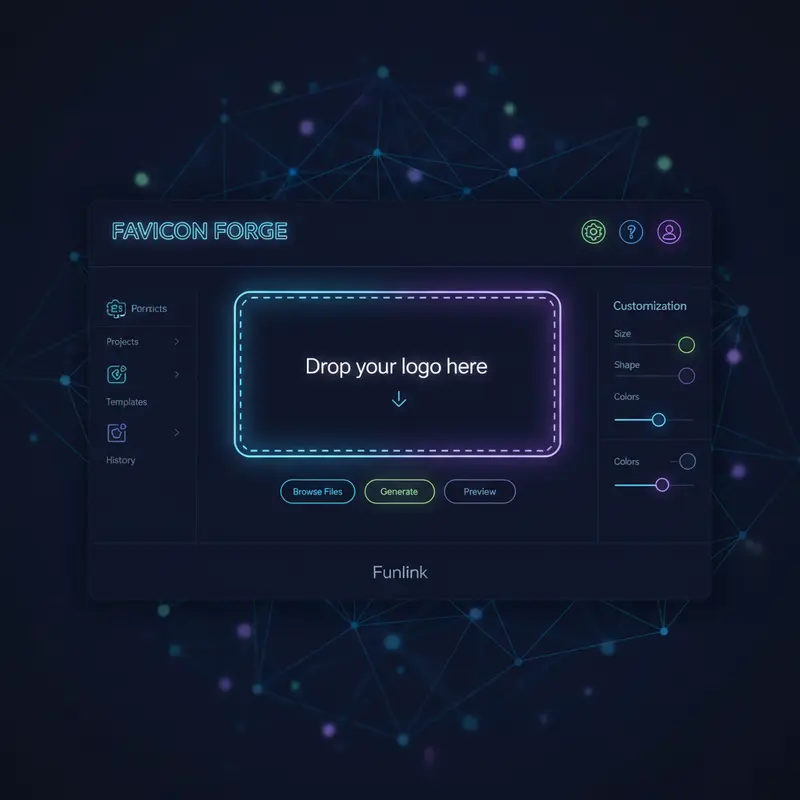 Giao diện một công cụ tạo favicon online với khung kéo thả file logo đơn giản.