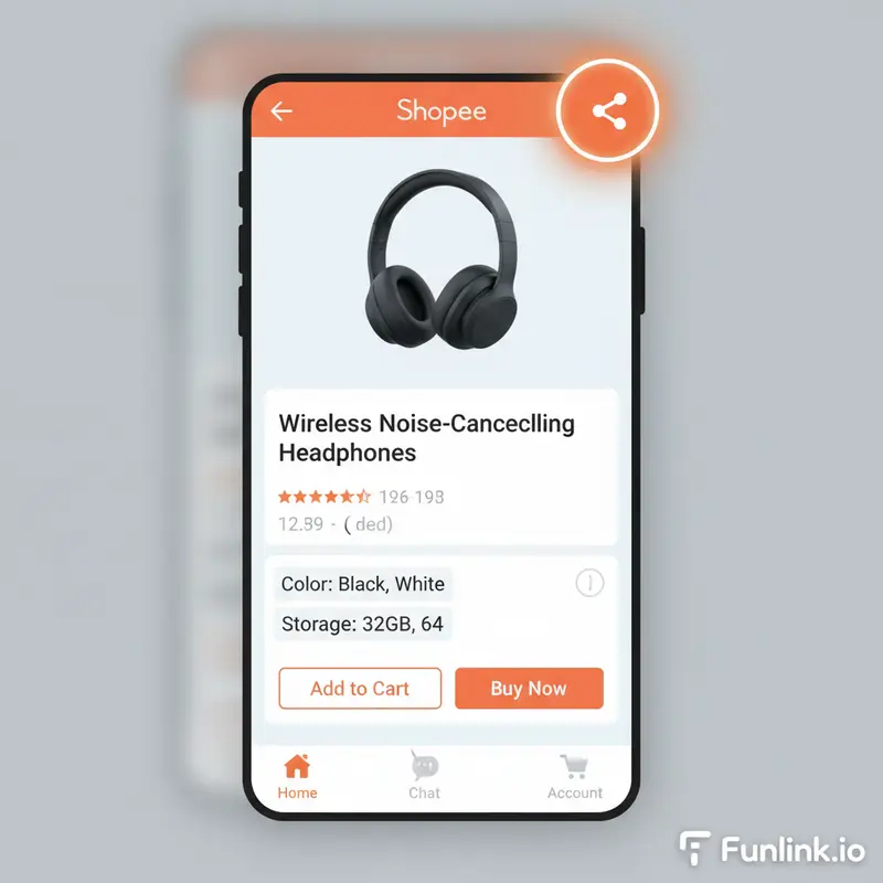 Hướng dẫn lấy link sản phẩm trên app Shopee để tạo QR code từ link rút gọn.