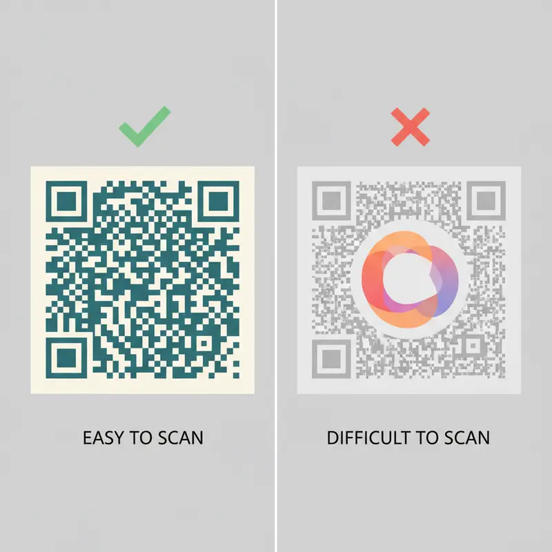 So sánh mã QR code đơn giản và phức tạp để đảm bảo khả năng quét.