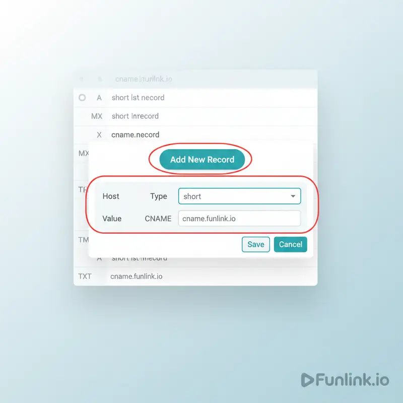 Hướng dẫn cấu hình DNS để tạo shortlink với tên miền riêng bằng cách trỏ bản ghi CNAME.