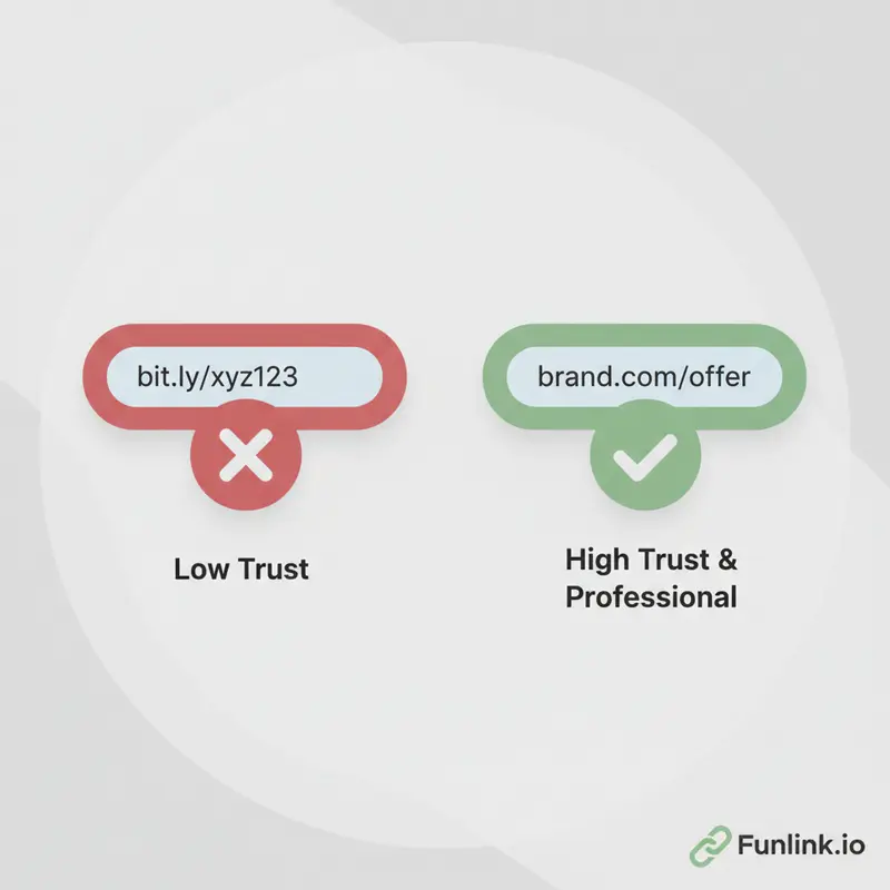 So sánh link rút gọn chung và link tạo shortlink với tên miền riêng của thương hiệu.