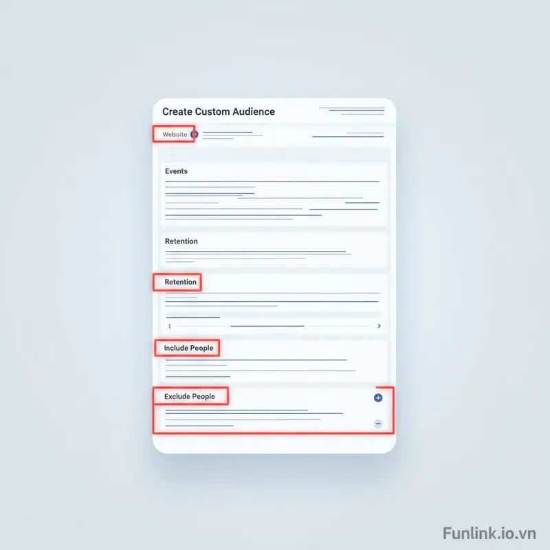 Giao diện tạo tệp đối tượng tùy chỉnh từ pixel trên website, làm nổi bật các mục quan trọng.