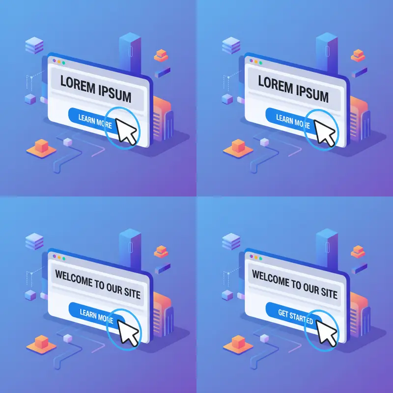 Minh họa thao tác chỉnh sửa văn bản và nút bấm khi tạo website với Squarespace.