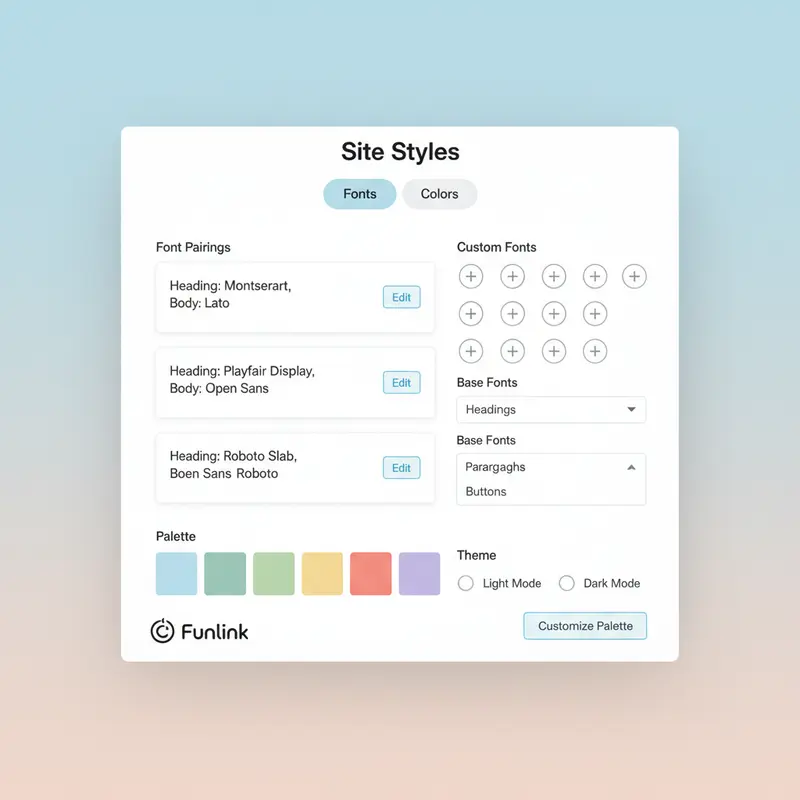 Khu vực Site Styles để tùy chỉnh font chữ và màu sắc khi tạo website với Squarespace.