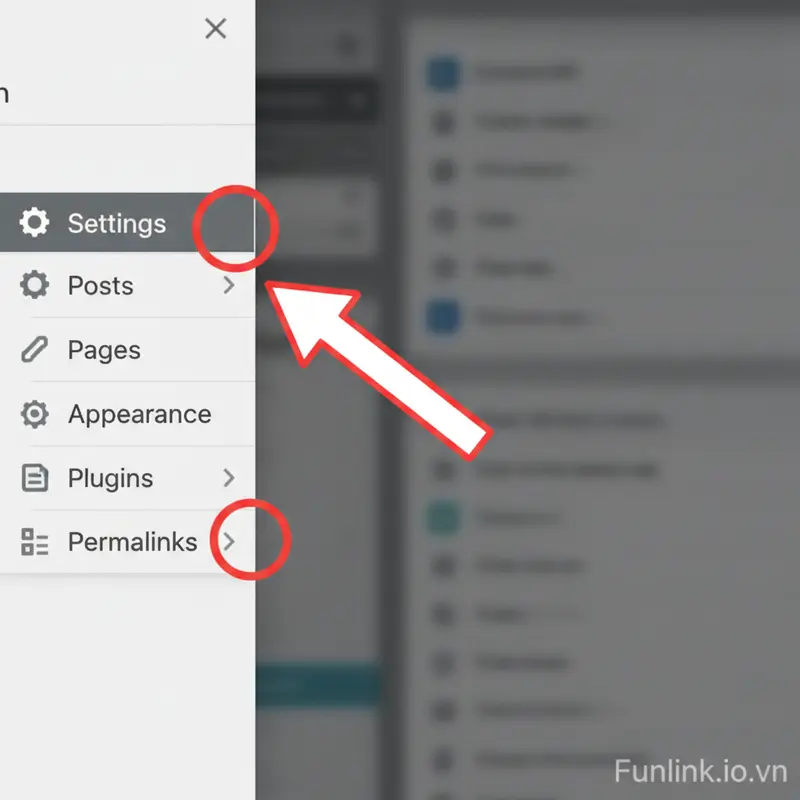 Cách truy cập mục thay đổi permalink trong dashboard WordPress: vào Cài đặt rồi chọn Đường dẫn tĩnh.