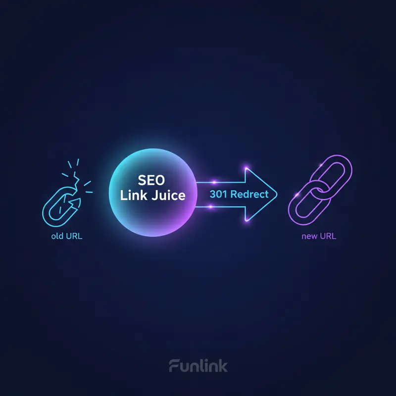 Minh họa Redirect 301 giúp thay đổi url không mất seo bằng cách chuyển sức mạnh từ link cũ sang link mới.