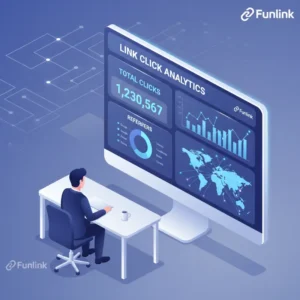 Theo dõi lượt click của shortlink - một marketer đang phân tích biểu đồ tăng trưởng trên màn hình máy tính.