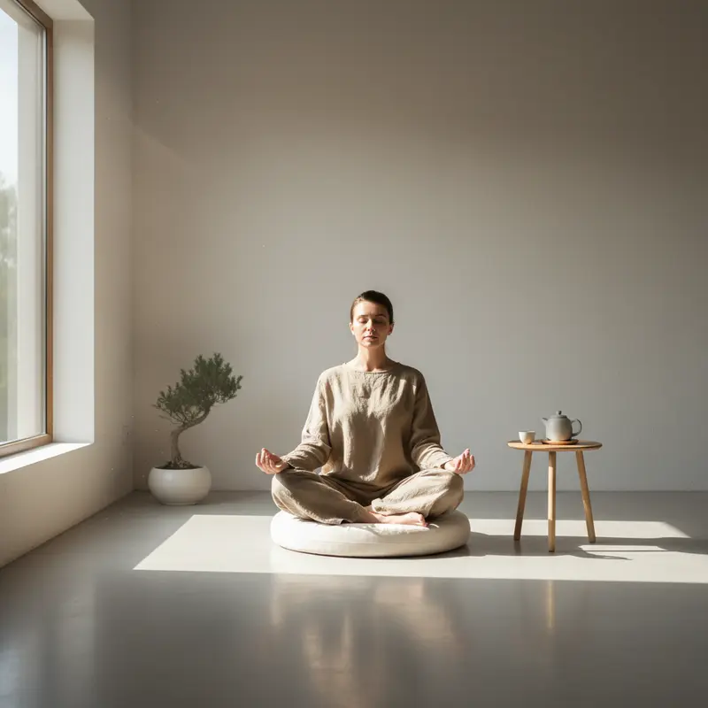 Người ngồi thiền trong không gian yên tĩnh giúp giảm căng thẳng