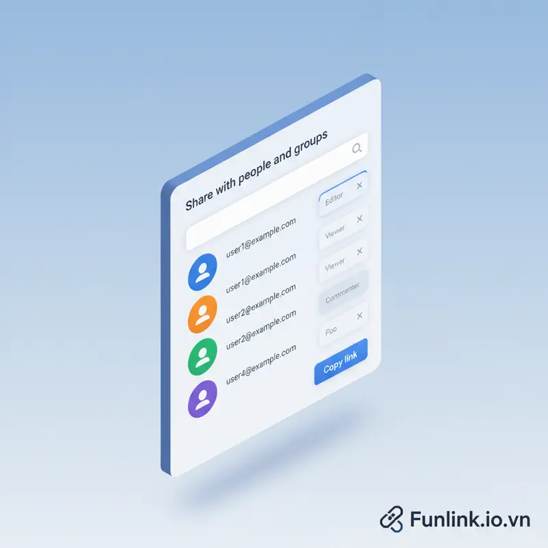 Danh sách người dùng có quyền truy cập file, một bước trong quy trình thu hồi link chia sẻ Google Drive.